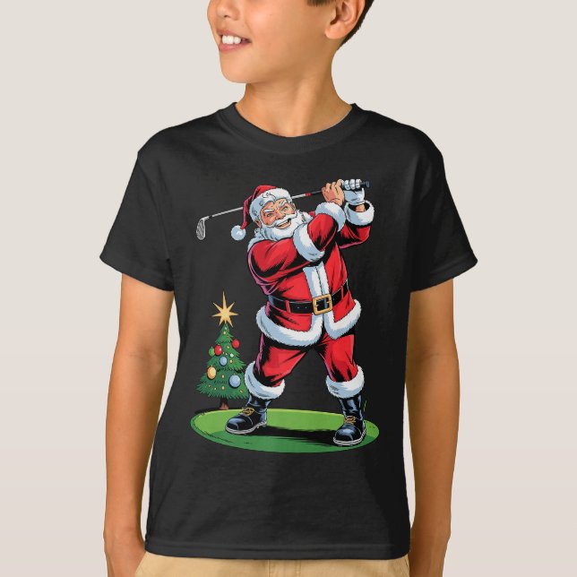 T-shirt Santa Playing Golf Funny Holiday Christmas Xmas Pa (Devant)