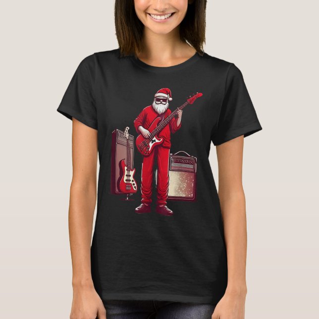 T-shirt Santa Playing Guitar B Christmas Pajama Musician B (Devant)