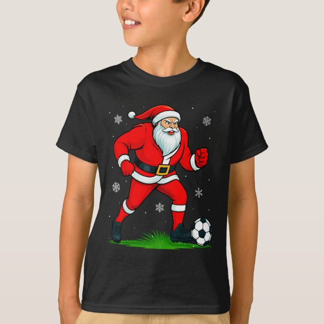 T-shirt Santa Playing Soccer Xmas Funny Christmas Soccer S (Devant)