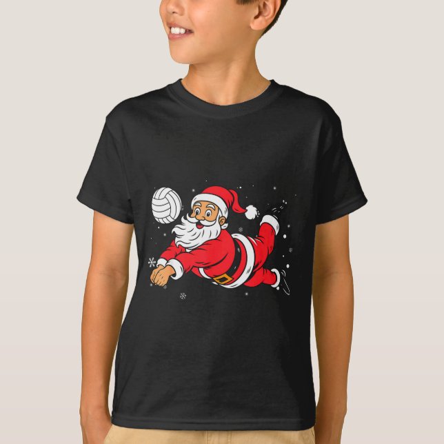 T-shirt Santa Playing Volleyball Christmas Pajama Cool Srt (Devant)