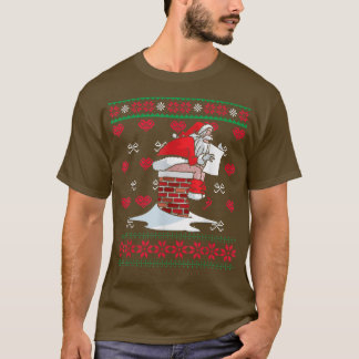 T-shirt Santa Pooping Down Chimney Ugly Xmas Sweater Chris