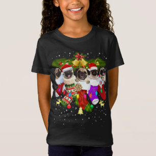 T-Shirt Santa Pugs dans Christmas Socks Funny Xmas Dog Lov