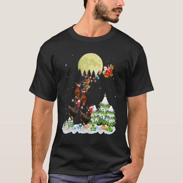 T-shirt Santa Reindeer Chicken Ugly Sweater Farmer Christm (Devant)