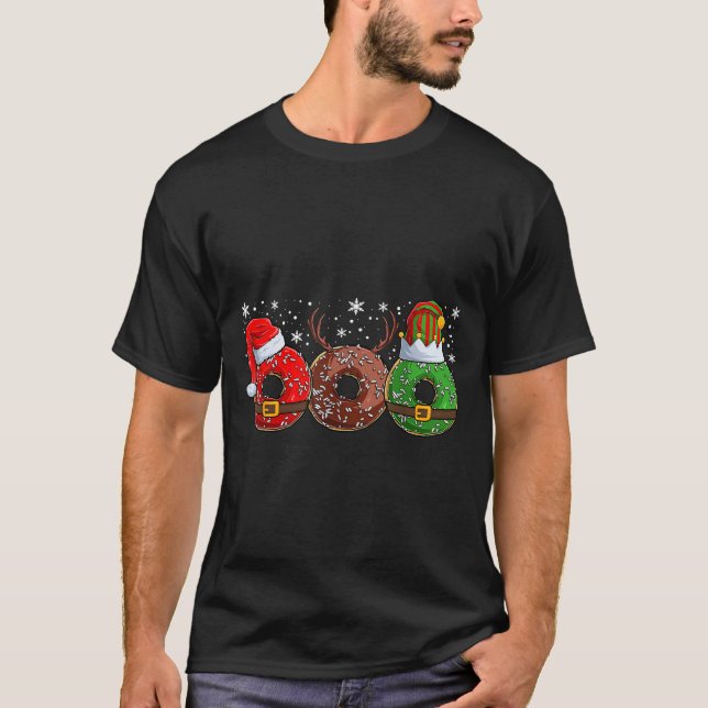 T-shirt Santa Reindeer Elf Donut Doughnut Christmas Womens (Devant)