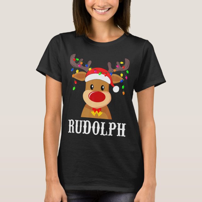 T-shirt Santa Reindeer Rudolph Xmas Group Costume  (Devant)