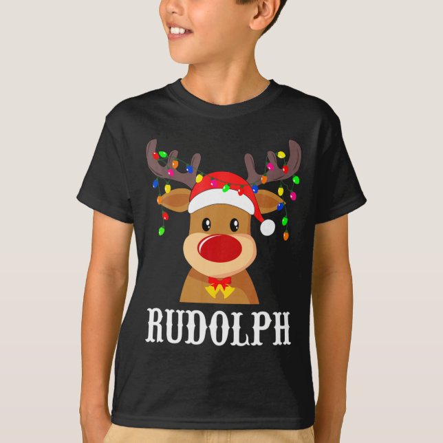 T-shirt Santa Reindeer Rudolph Xmas Group Costume  (Devant)