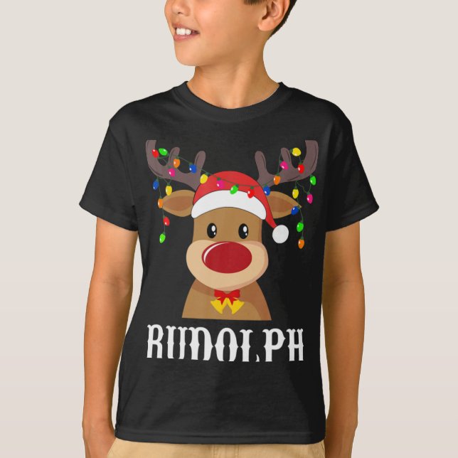T-shirt Santa Reindeer Rudolph Xmas Group Costume T Shirt  (Devant)
