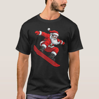 T-shirt Santa Ride Snowboard Drôle de Noël Freestyle Sno