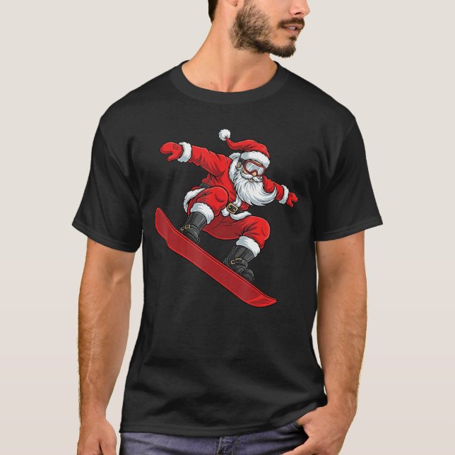 T-shirt Santa Ride Snowboard Funny Christmas Freestyle Sno (Devant)