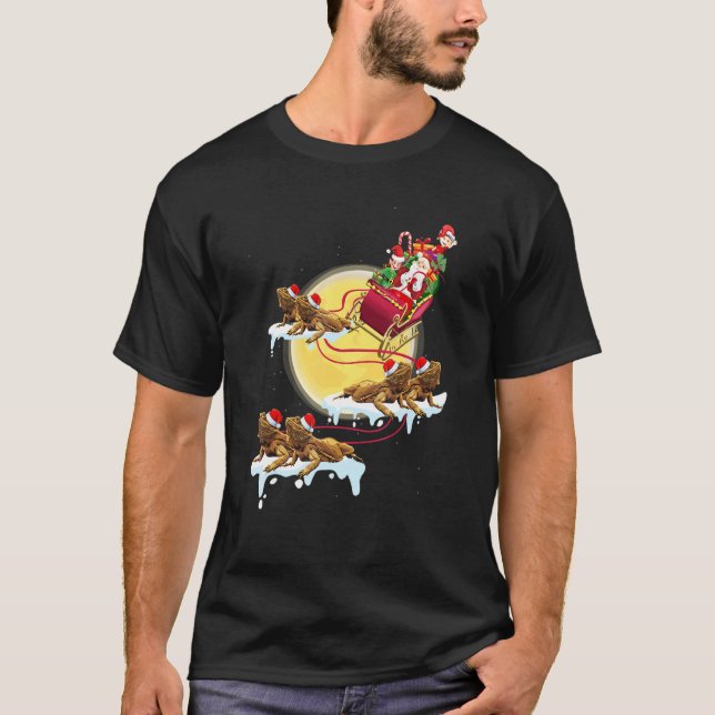 T-shirt Santa Riding Bearded Dragon Christmas For Reptile (Devant)