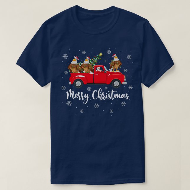 T-shirt Santa Riding Christmas Tree Truck Eagle Bird Chris (Design devant)