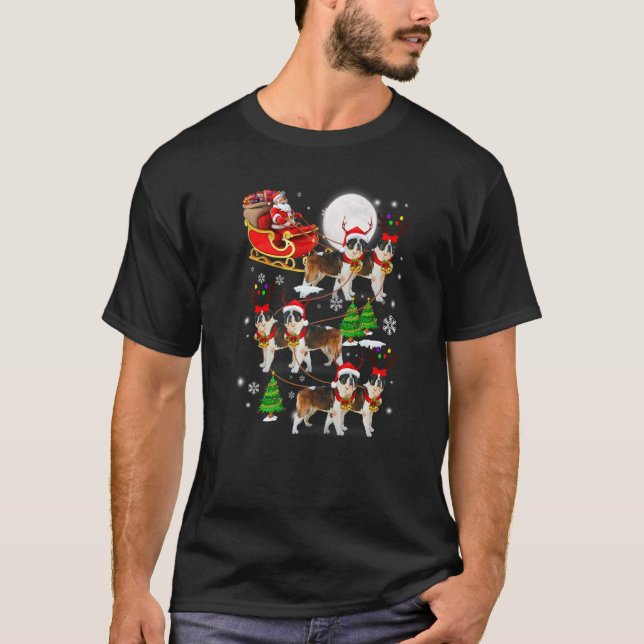 T-shirt Santa Riding St Bernard Sleigh Christmas Santa Rei (Devant)