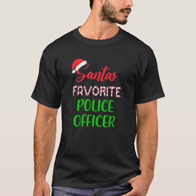 T-shirt Santa’s Favorite Police Officer Pajama Christmas X (Devant)