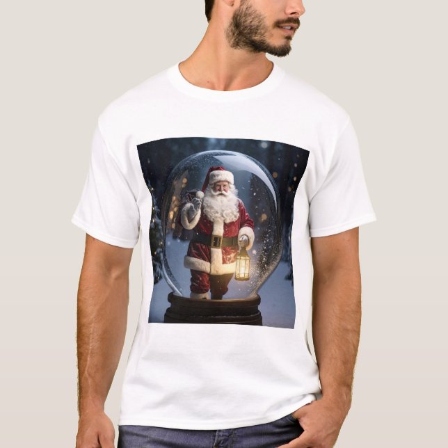 T-shirt Santa’s Lantern – Snow Globe Christmas Magic (Devant)