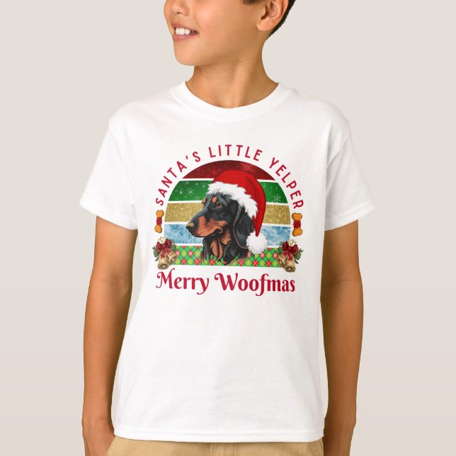 T-shirt Santa’s Little Yelper, Funny Dachshund Christmas (Devant)