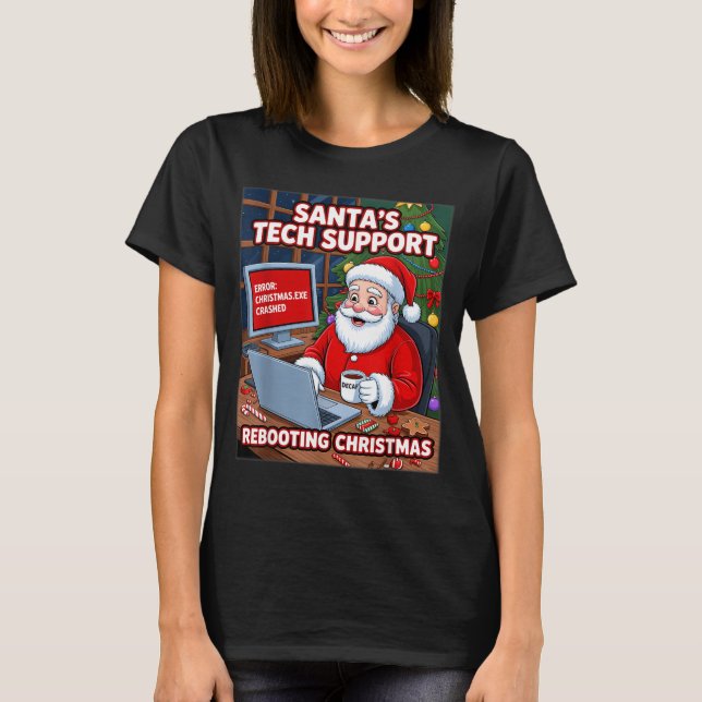 T-shirt Santa s Tech Support Rebooting (Devant)