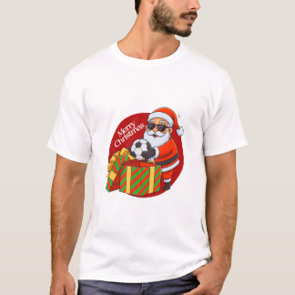 T-shirt Santa Sacando una Pelota del Regalo