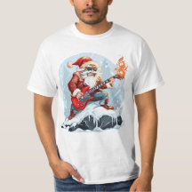 T-Shirt Santa Sauvage Jouant de la Guitare dans la