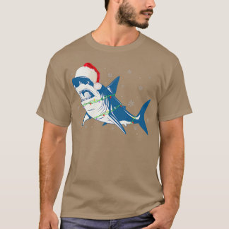 T-shirt Santa Shark Christmas Lights Sharkma Tree Xmas Bo