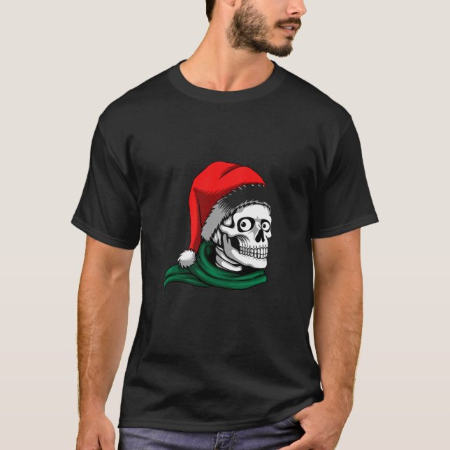 T-shirt Santa Skull Christmas Graphic (Devant)
