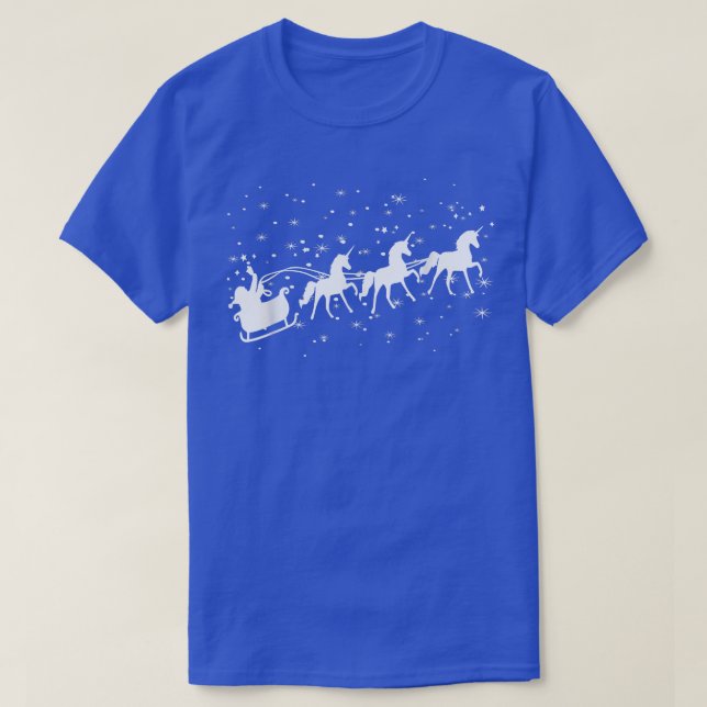 T-shirt Santa Sleigh Unicorn Christmas Pajama Xmas Family  (Design devant)