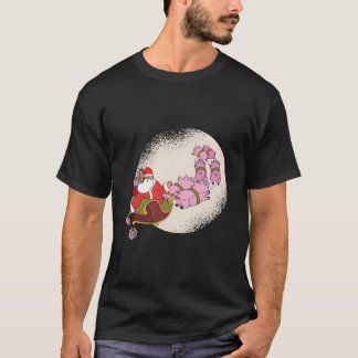 T-shirt Santa Sleigh With Flying Pigs And