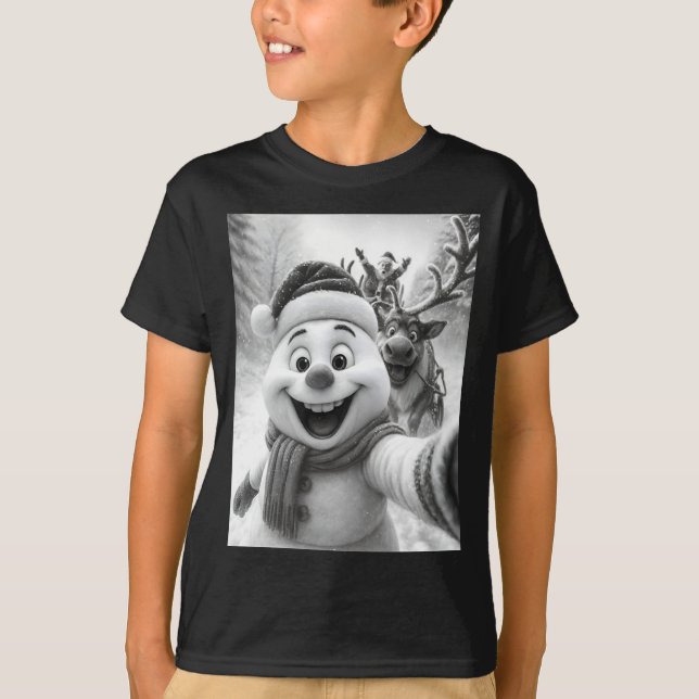 T-shirt Santa Snowman Reindeer Taking A Selfie Photo Chris (Devant)
