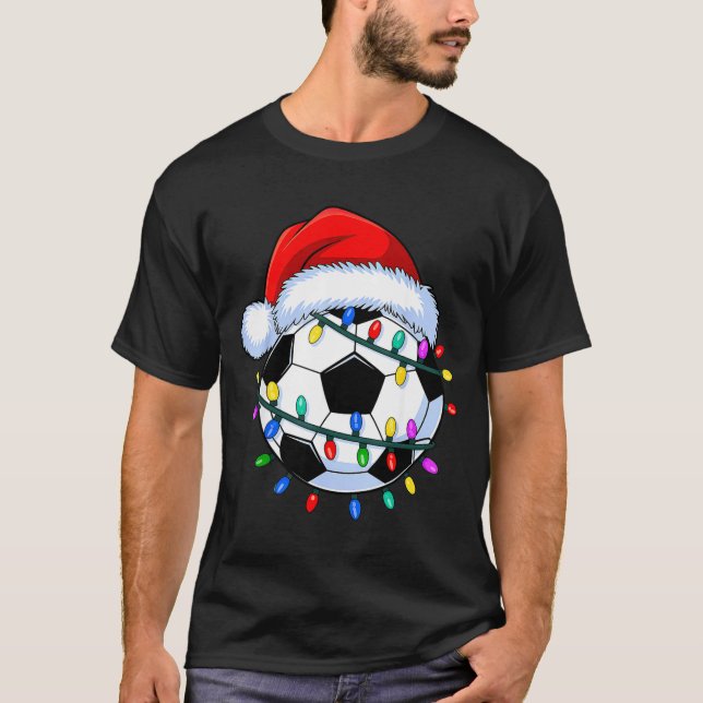 T-shirt Santa Soccer Ball Christmas Soccer  (Devant)