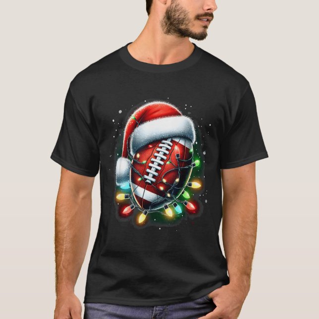 T-shirt Santa Srts Design For Men Boys Christmas Football  (Devant)
