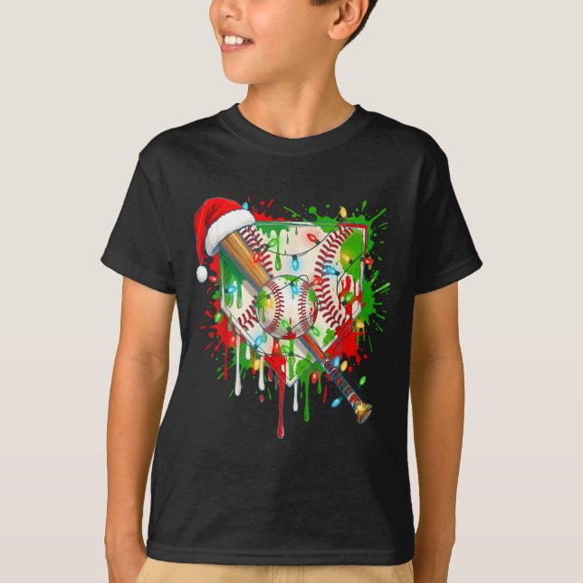 T-shirt Santa Srts Ice Baseball Christmas Xmas Pajama Kid  (Devant)