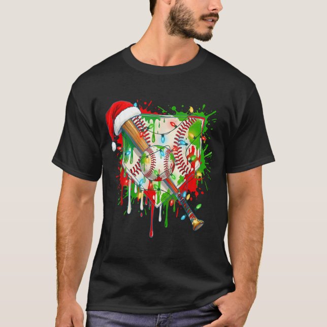 T-shirt Santa Srts Ice Baseball Christmas Xmas Pajama Kid  (Devant)