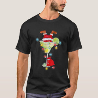T-shirt Santa Stuck In Margarita Cocktail Glass Funny Chri