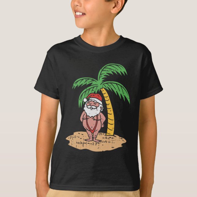 T-shirt Santa Summer Swimsuit Funny Christmas In July Beac (Devant)
