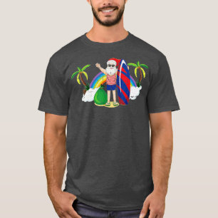 T-shirt Santa Surfing de Christmas In July Summer Tropical