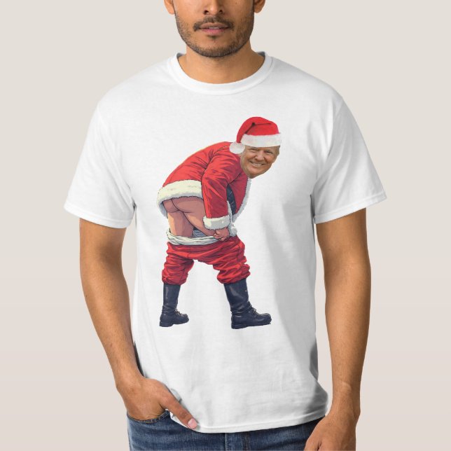 T-shirt Santa Trump Build The Wall  Funny political  (Devant)