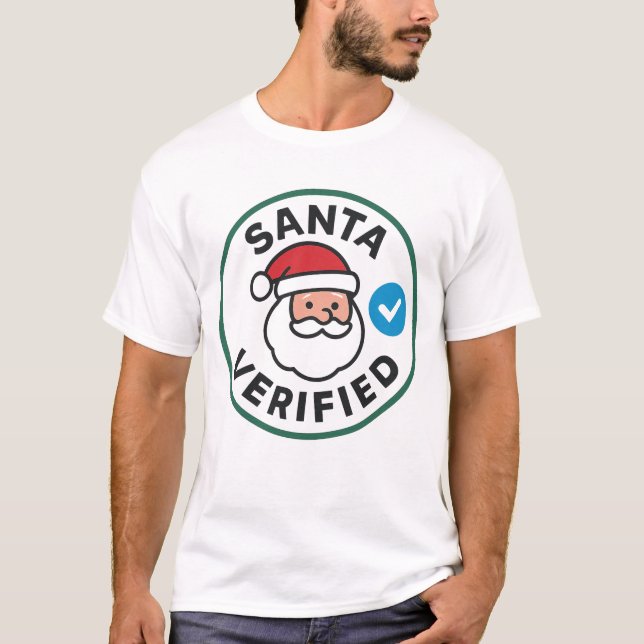 T-shirt Santa Verified Modern Christmas Social Media Humor (Devant)