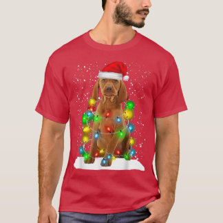 T-shirt Santa Vizsla Christmas Light Pajama Dog Xmas Match