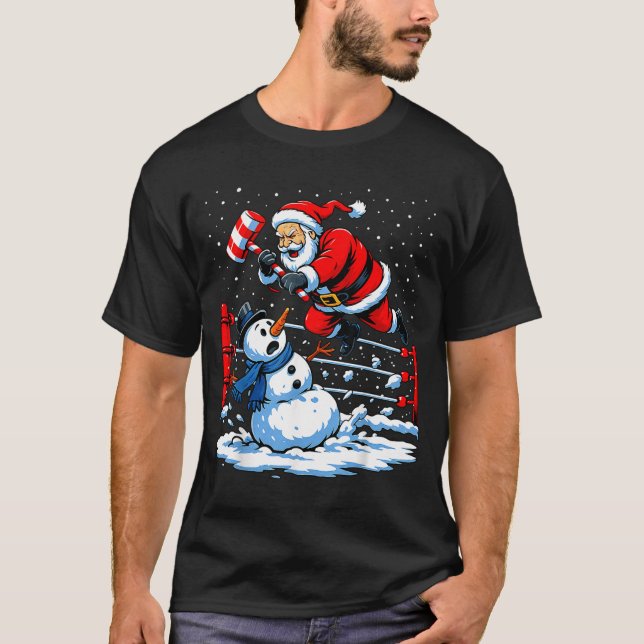 T-shirt Santa Xmas Snow Lights Wrestling Funny Wrestling C (Devant)