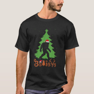 T-shirt Santaquatch Croire Bigfoot Noël Santa Hat Xm