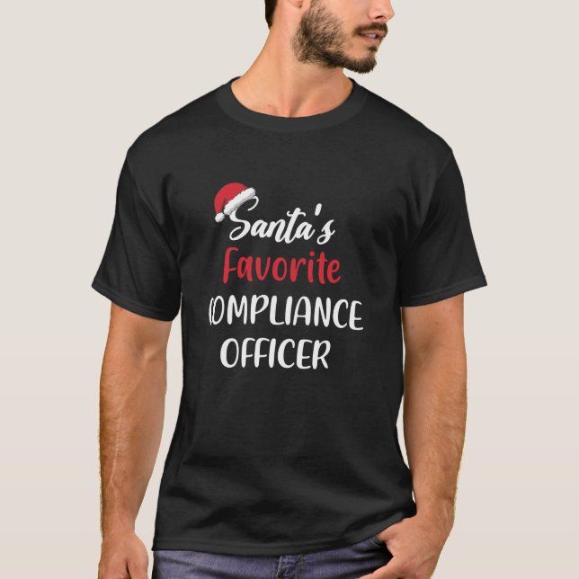 T-shirt Santas Agent de Conformité Préféré Noël Drôle (Devant)