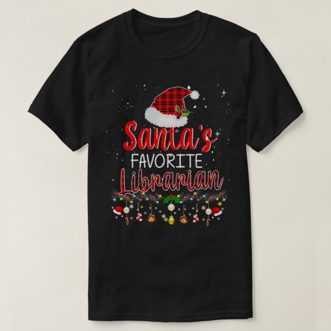 T-shirt Santas Bibliothèque préférée Noël (Design devant)