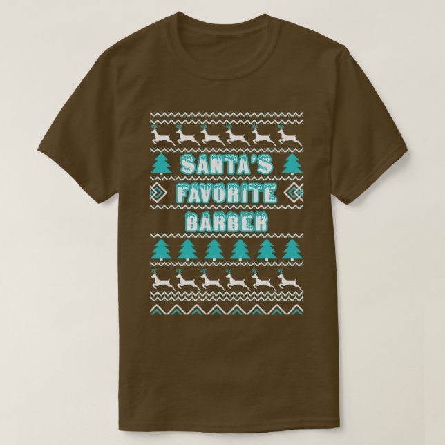 T-shirt Santas chandail de Noël de coiffeur préféré (Design devant)