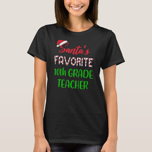 T-shirt Santas Chritsmas d'enseignants de 10e année préfér (Devant)