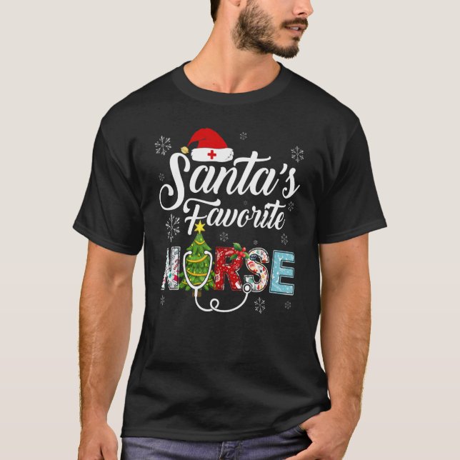T-shirt Santa's Claus Favorite Nurse Santa Stethoscope Chr (Devant)
