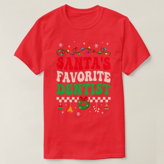 T-shirt Santas Dentiste Préféré Noël Rétro (Design devant)