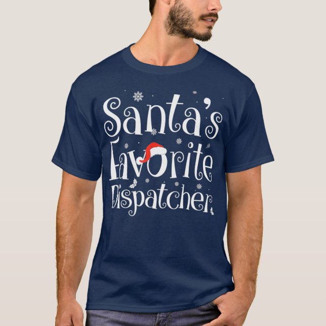T-shirt Santas Dispatcher favori Joyeux cadeaux de Noël (Devant)
