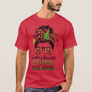 T-shirt Santas École Favorite Travailleur Social J'aime Êt