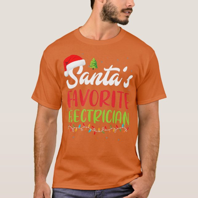 T-shirt Santas Electricien préféré Noël Santa Hat (Devant)
