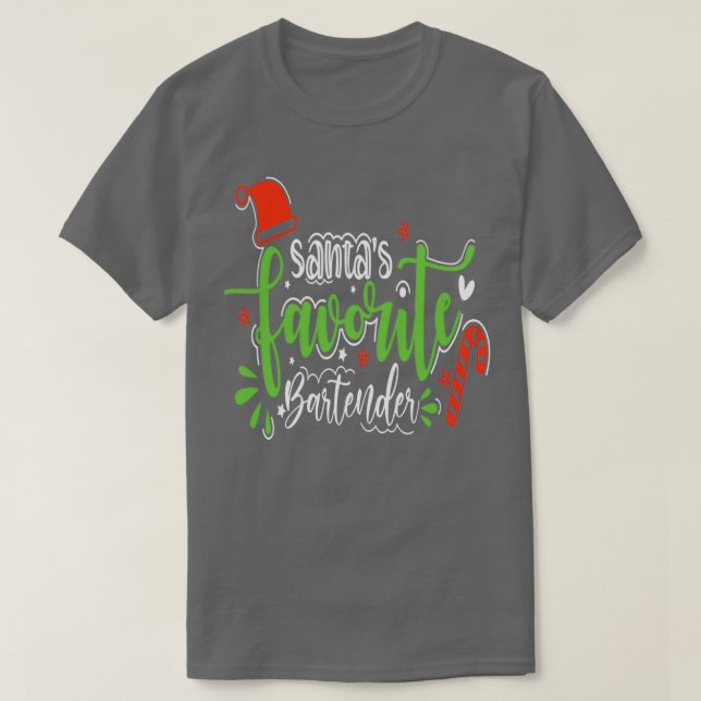 T-shirt santas favori barman drôle cadeau de noël (Design devant)