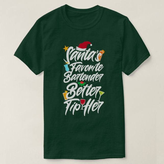T-shirt Santas Favori Bartender Femme 1 (Design devant)